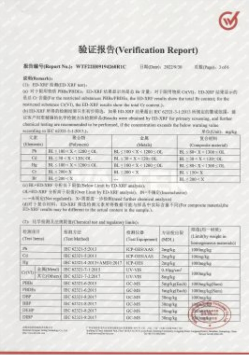 外框材料CNAS阻燃报告